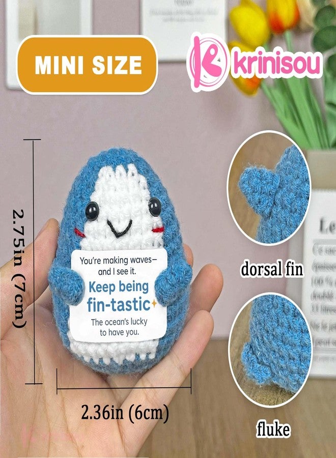 Krinisou Positive Animals Crochet Dolphin Gifts for Women, Cute Dolphin Decor for Home Desk Office Room, Mini Unique Inspirational Motivational Encouragement Gift - Image 3